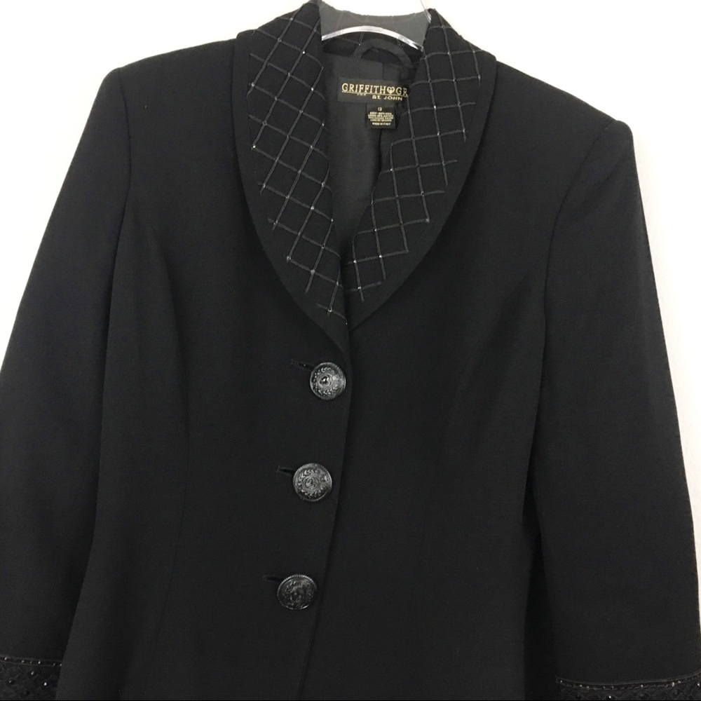 St. John | Black Wool Long Blazer | 12